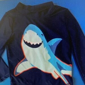 Shark Print Kids Swim Shirt